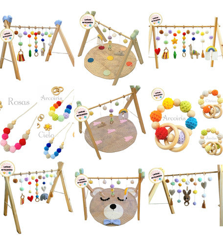 Nordic Montessori Wooden Handmade Crochet Baby Gym 6