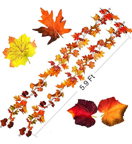 Dearhouse 2 Pack Fall Garland Maple Leaf, 5.9ft / Piece Hang 1