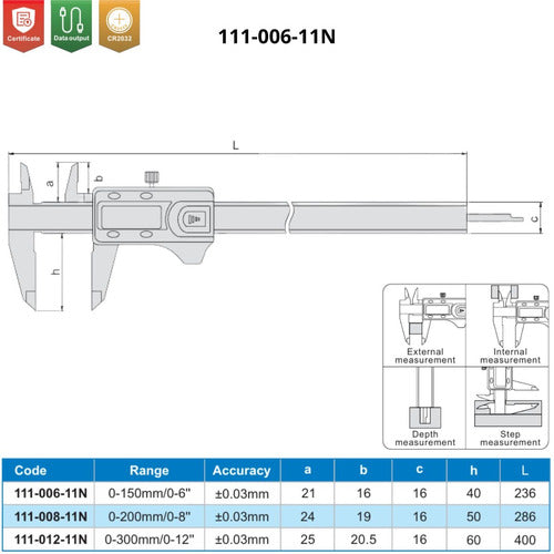 Accud Digital Caliper 0-150mm IP54 Reading 0.01mm 6