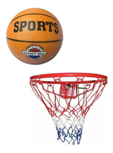 Sports Aro De Basquet Nº7 Con Resorte + Pelota Basket Nº7 0