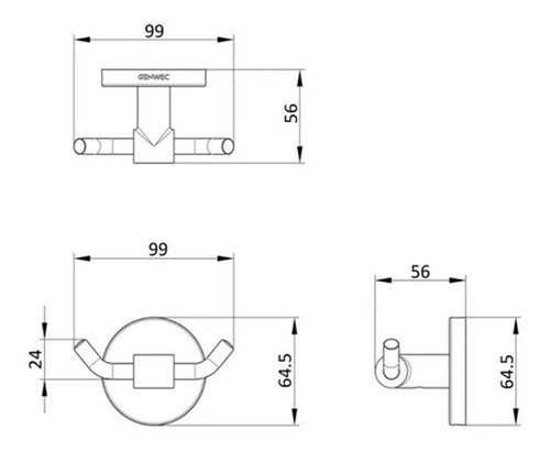 Genebre Percha Doble Creta Genwec Ac. Inoxidable 2