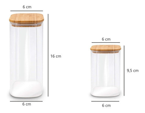 Set of 2 Small Glass Jars with Wooden Lids - Airtight Design 2