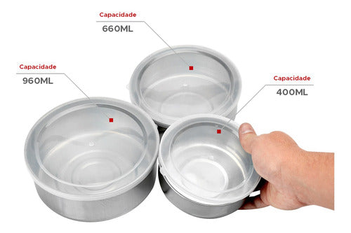 Conjunto De Tigelas Bowl Potes Inox Kit Com 3 Peças Ixb0107 1