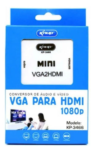 Cable Adaptador Vga A Hdmi Con Audio Knup - Sertel Shop 0