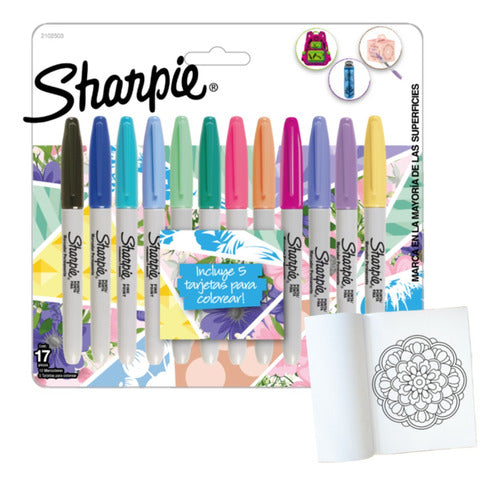 Sharpie Kit 12 Pastel Fine Markers + Mandalas 0