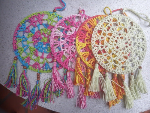 Set of 3 Crocheted Medium Dreamcatcher Mandala Mandalas 1