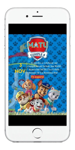 Invitación Cumpleaños Tarjeta Digital Paw Patrol Sky Everest 5