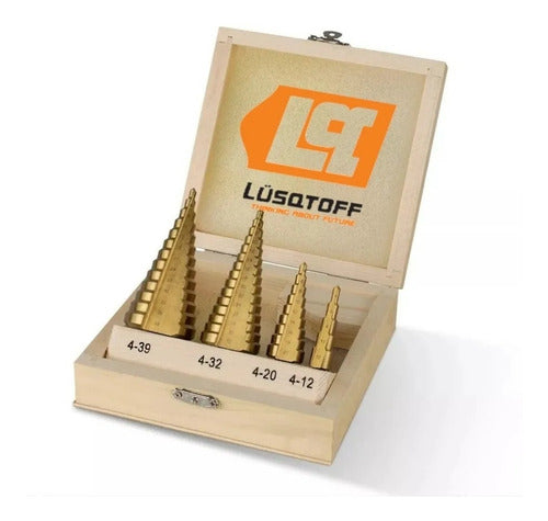 Lusqtoff SMEL3-8 Stepped Drill Bit Set 4-12 4-20 4-32 4-39 in Wood Box 0