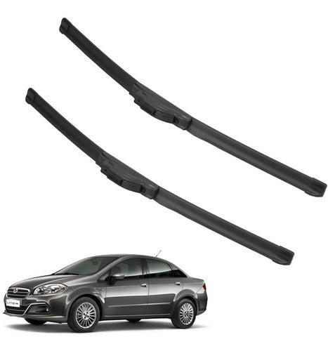 Nolin Kit 2 Flex Rubber Windshield Wipers for Fiat Linea 2008-2021 0