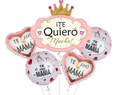 CYMYLAR Mother's Day Balloons, 5 Units Pink with Messages 0