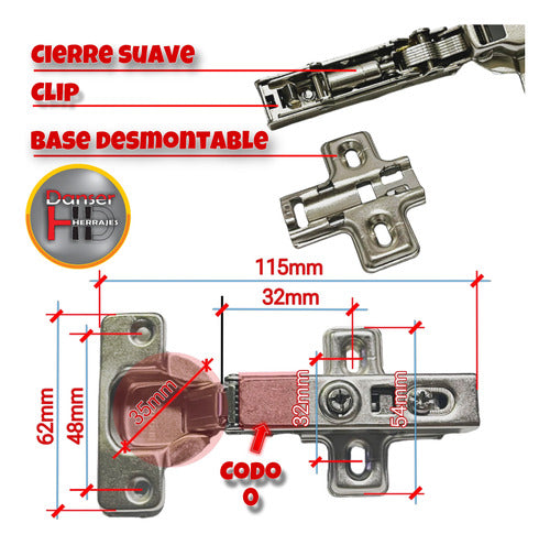 Bronzen 35mm Soft Close Clip-On Hinge with Concealed Hydraulic Piston 1