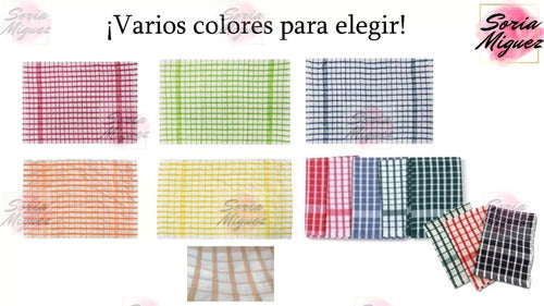 Döhler Pack of 12 Checkered Dish Towels in Various Colors - 52 x 37 cm 3