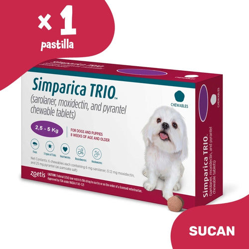 Pastilla Simparica Trio - Perros 2,5 A 5 Kg 0