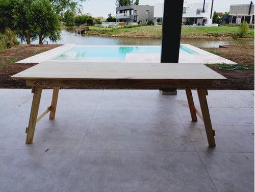 Folding Pine Wood Table 0.70 x 2.00 Meters (Outdoor Kitchen) 4