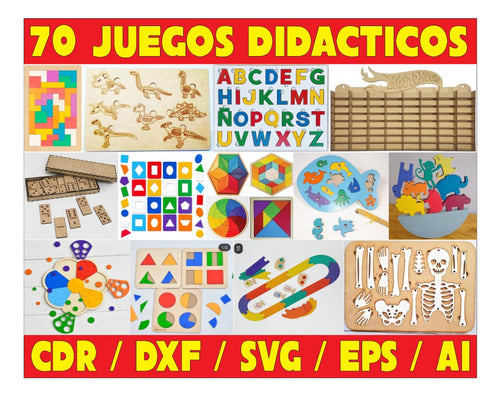 Pack Vectores Corte Laser -70 Juegos Didacticos - Montessori 0