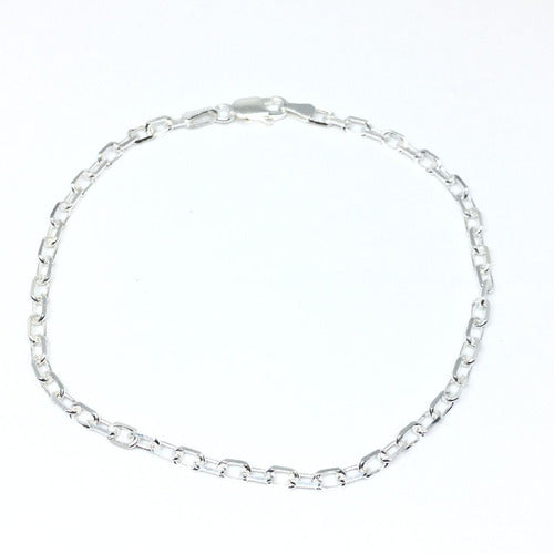 Men's Unisex Square Forcet Link Bracelet 20cm 925 Silver 0