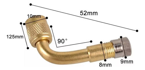 WAG Adaptador Acople Valvula Pico Curvo 90 Grados Moto Wagner 3