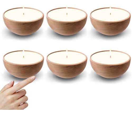 Bougies Décó Velas Aromáticas Soja X6 Cuenco Madera 7x5cm - Coniglio 0