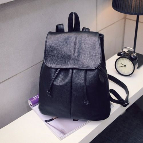 Las Mujeres Pu Casual Cuero Mochila Negro Viaje Bolso De La 3