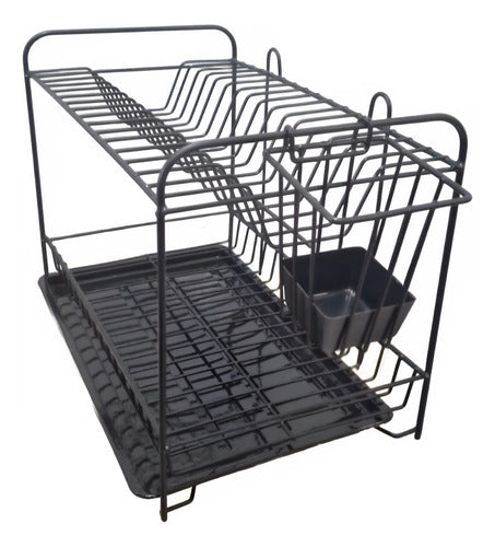 Boxtul Two-Tier Dish Rack for 16 Plates with Cutlery Holder in Stainless Steel 1