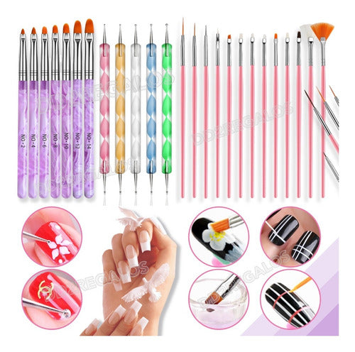 Kit X27 Pinceles Dotting Para Decoración De Uñas Manicuria 1