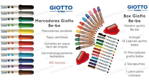 12 Giotto Baby Italy Washable Non-Toxic Markers 2 Years 4