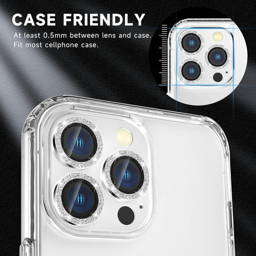 Camera Lens Protector for iPhone 15 Pro Glitter Silver 5