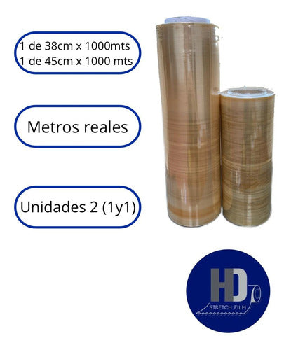 HD STRETCH Rollo De Film Adherente Combo Uno 38x1000 Y Uno 45x1000 0