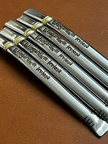 Personalized Engraved Stainless Steel Flat Straws x10 by Campero - Bombillas Plana X10 Acero Inoxidable Personalizadas Grabadas
