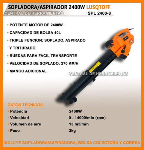 Lüsqtoff Leaf Blower 2400W Air Blower Vacuum 3