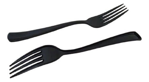 Disposable Plastic Forks Black/Clear (Pack of 60 Units) 0