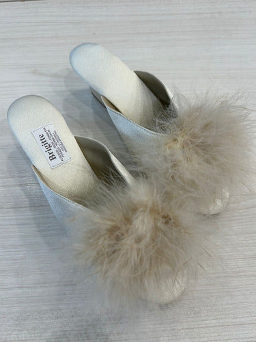 Brigitte Satin Slippers with Pom Pom Crepe Heels Art 536p 7