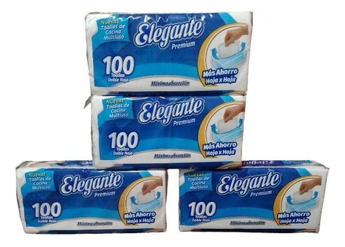 Elegante Kitchen Paper Towels Interleaved 100unid Pack X4 0