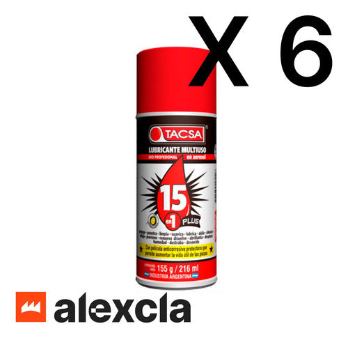 TACSA 15 in 1 Plus Lubricant 216ml Professional Multi-Purpose x 6 1