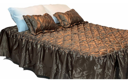 Quilted 2-Seat Satin Bedspread + 2 Filled Pillows 28