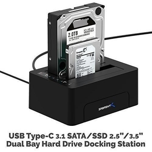 Sabrent USB 3.1 to SATA Dual Bay Hard Drive Docking Station 2