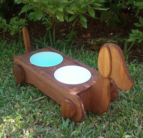 Maderas Artesanales Double Water and Food Bowl for Dogs - Handmade Wooden Original 4