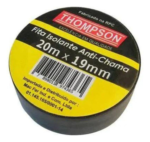 Fita Isolante Thompson Antichamas 20 Metros 19mm Preto 0