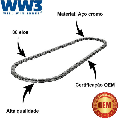 Corrente Comando Ybr 125 2000 2001 2002 Original Ww3 88 Elos 2