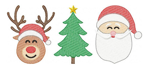 Embroidery Machine Christmas Santa Claus Reindeer Trio 3230 Design 0