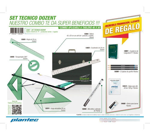 Complete Technical Drawing Kit Dozent 50x60 Board with Easel 26 Art Supplies 2