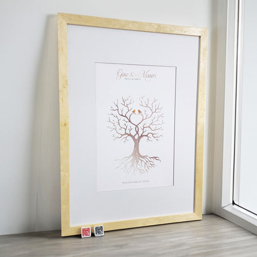 Black Back Fingerprint Tree Canvas 50x70 + 2 Wedding & 15th Birthday Stamps 1