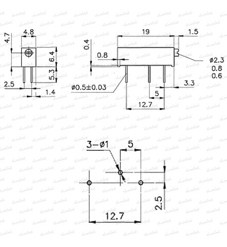 ELUMILED 20 Preset Trimpot 3006P 15 Vueltas Horizontal 220 Ohms 1