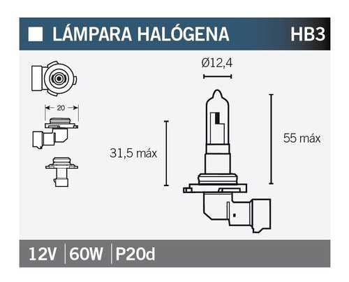 Lámpara Halógena Estándar Hb3 9005 12v 60w 1