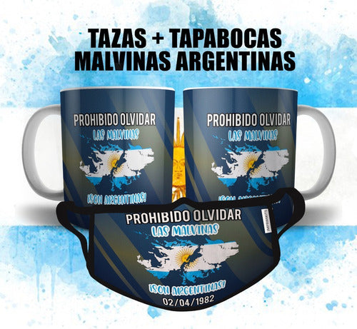 Combo Plantillas Sublimar Tazas Y Tapabocas Malvinas Diseños 6