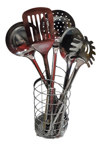 Professional Stainless Steel Kitchen Utensil Set with Organizer Stand - 6 Pieces 3