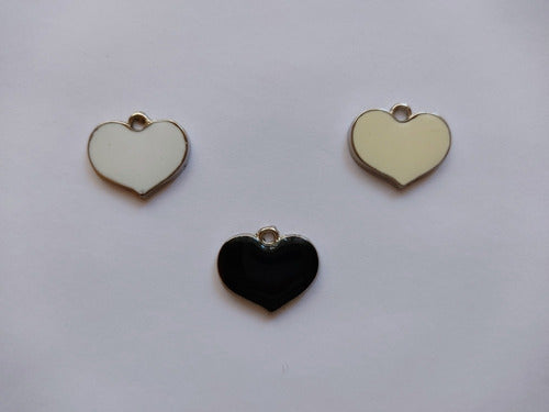 Entre Hilos y Cuentas 2 Enamel Hearts Charms - Black - Bijouterie Set 2