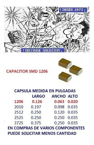 Capacitor Smd 1206 47nf 0.047uf Y5v X 50v X 50 Unid 0