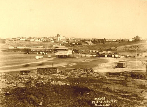 Montevideo Antiguo - Baño De Playa Ramirez - Lámina 45x30 Cm 0