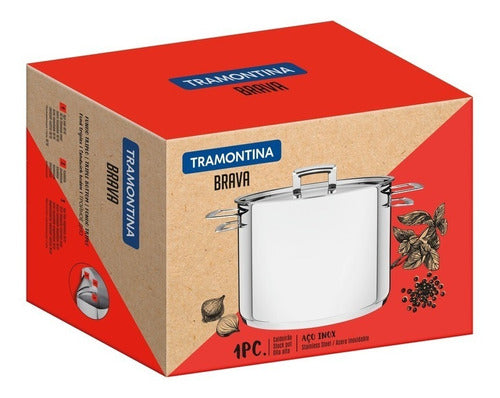 Tramontina Brava High Pot Stainless Steel Triple Bottom Cookware 4.6L 20cm 0